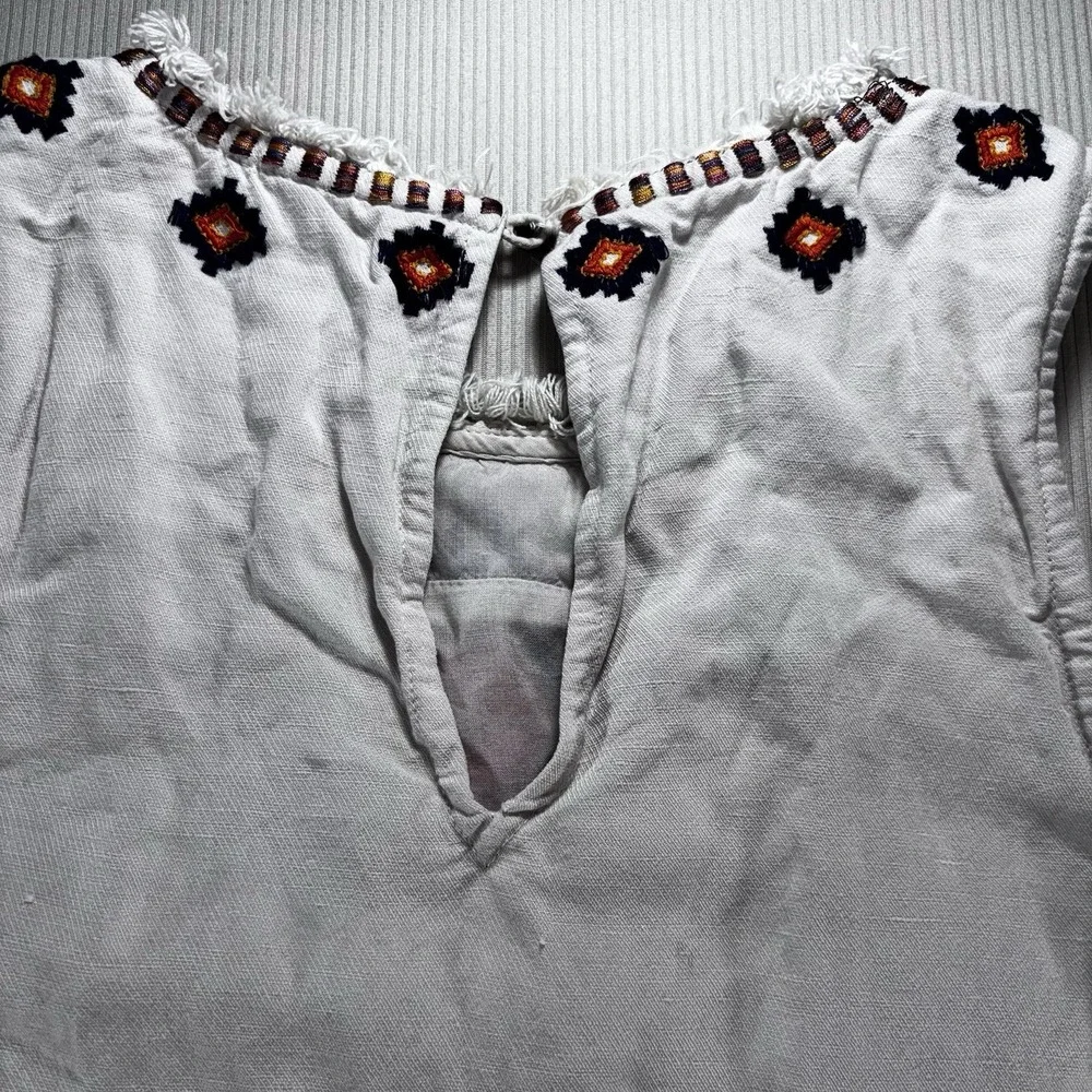 Anemia+Kin Anthropologie Reagan Embroidered Shift Dress linen Blend Size 2 Boho - Picture 16 of 16